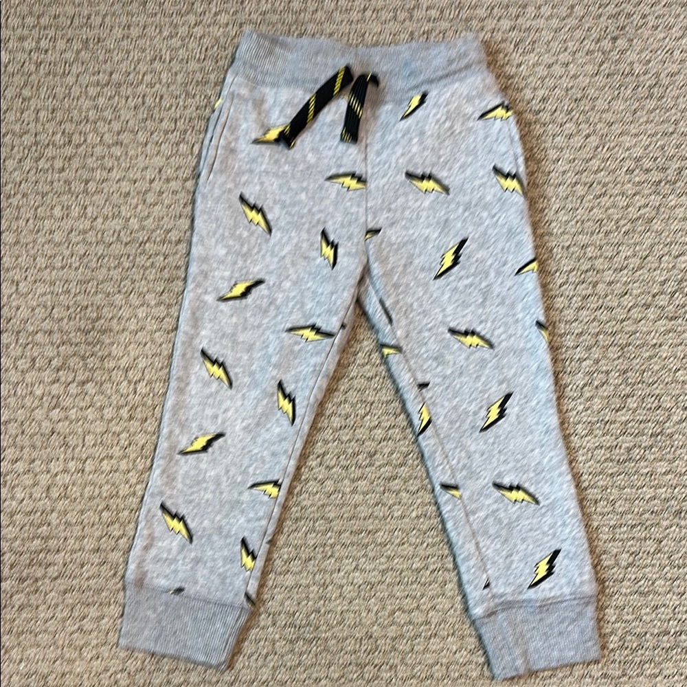 Spotted Zebra Cozy Gray Lightning Bolt Kids Joggers
